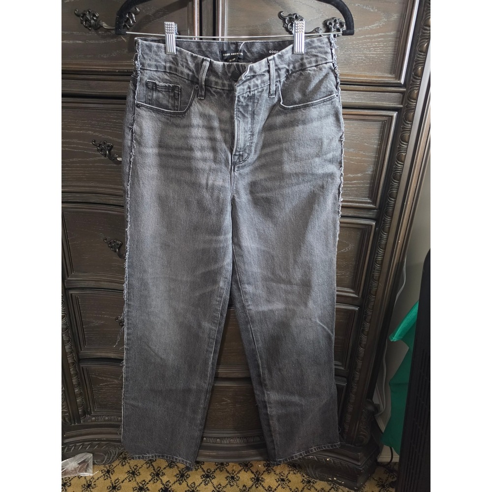 Good American Good 90s Relaxed Jeans Black365 Two Tone Piecing GNITTP062BT 0/25